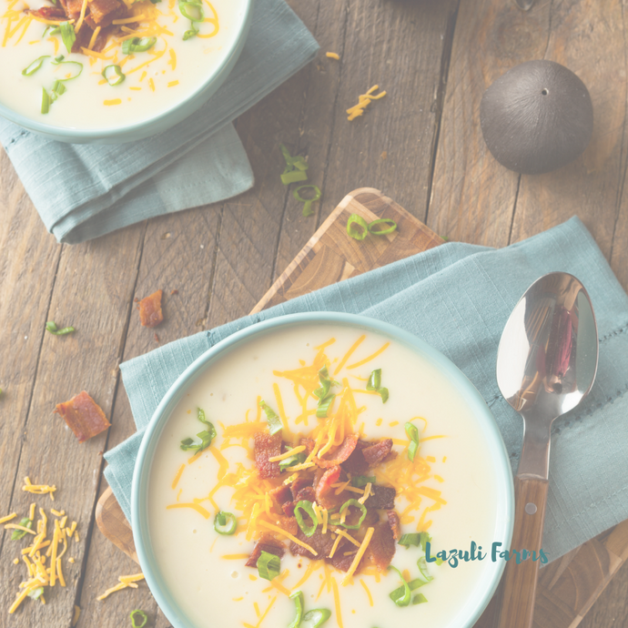 Baked Potato Soup With Bacon & Cheddar