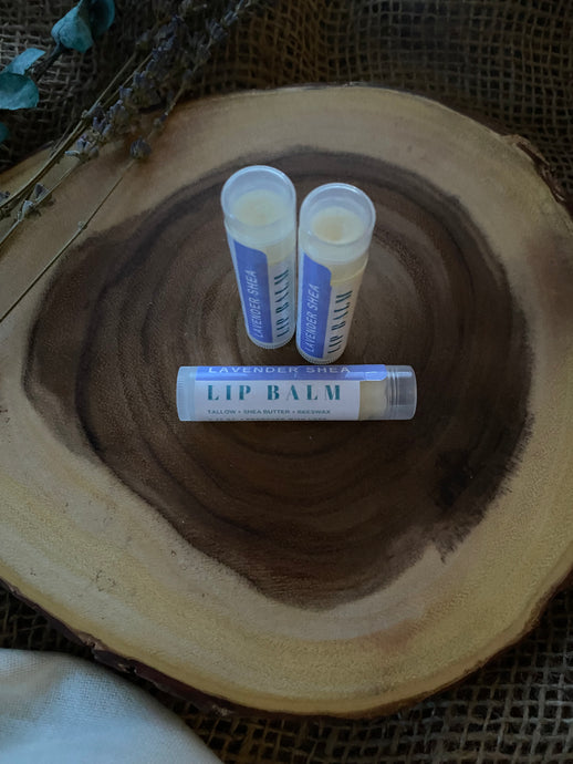 Lavender & Shea Lip Balm  | Shea Butter + Tallow + Beeswax | Natural Lip Moisturizer