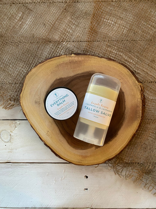 Gift Set for Extremely Dry Skin | Everything Balm + Healing Tallow Salve | Eczema | Beeswax + Tallow + Calendula + Lavender