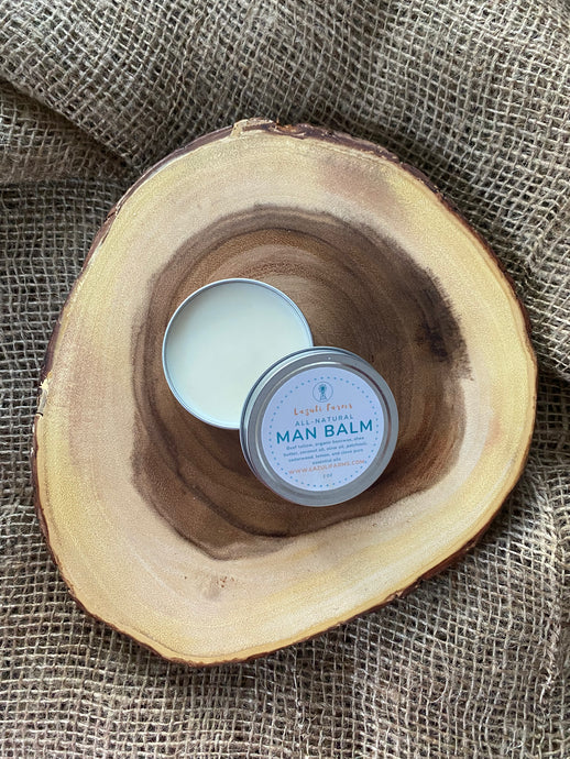 Man Balm | Lumberjack Blend | Patchouli + Clove + Cedarwood + Lemon for Beards, Dry Skin, Chapped Lips | Tallow & Beeswax