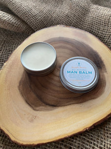 Man Balm | Lumberjack Blend | Patchouli + Clove + Cedarwood + Lemon for Beards, Dry Skin, Chapped Lips | Tallow & Beeswax