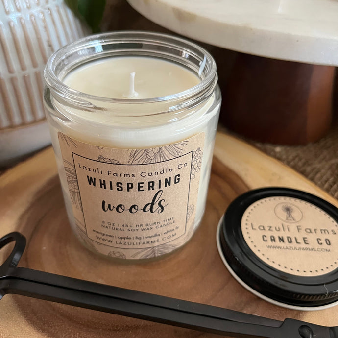 Whispering Woods Candle | Natural Soy Wax Candle | Winter Candle Collection | evergreen apple fig vanilla white fir