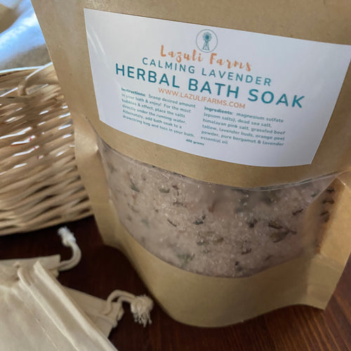 CALMING LAVENDER | Herbal Bath Soak | All-Natural | Lazuli Farms
